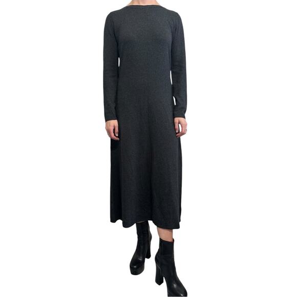Vintage H by Halston Silk Cashmere Midi Dress size XS Gray Long Sleeve - Picture 1 of 11
